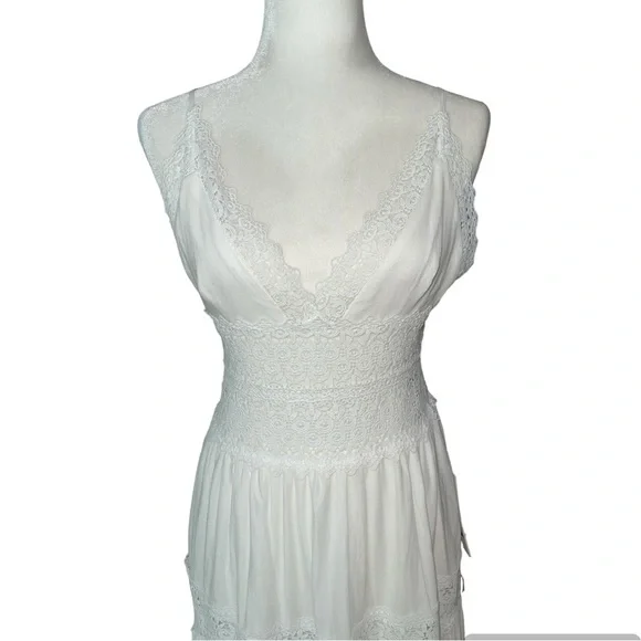 Aqua | Dresses | Womens Aqua White Lace Maxi Dress Size Small | Poshmark